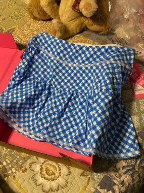 Lilly Pulitzer Boca Blue Gingham Ruffle Mini Skort, Size XS, NWT